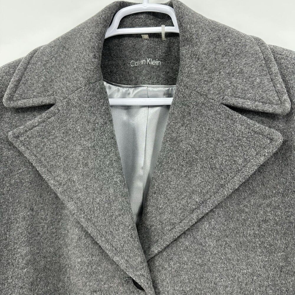 Calvin Klein Womens Coat 3X Gray Wool‎ Cashmere Blend Tailored Button Front $340 - Picture 4 of 12